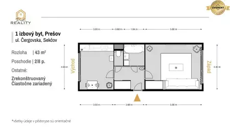 PREDANÝ - 1 izbový byt, 43 m², 2/8 p., voľný IHNEĎ - 8