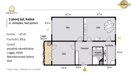 3 izbový byt na predaj 67m², Jenisejská 57, Košice - Nad Jazerom - 9