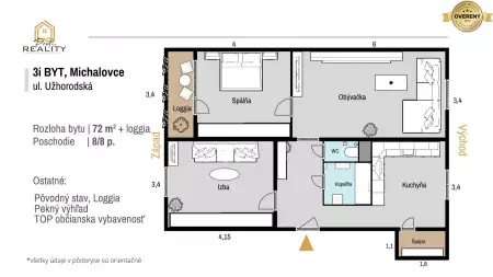Predaj 3i byt - 72m² + loggia, na okamžité bývanie alebo investícia - 11