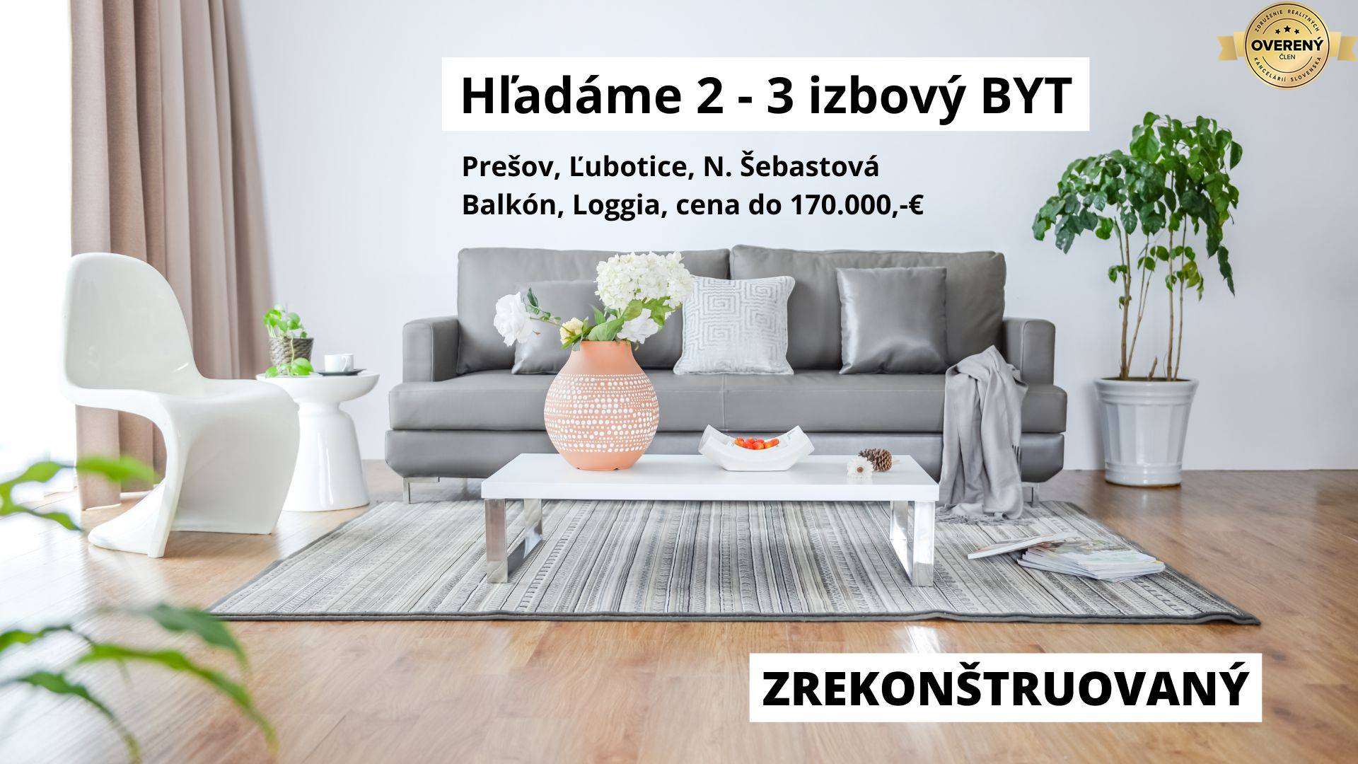 Hľadáme 2 - 3 izbový byt v Prešove