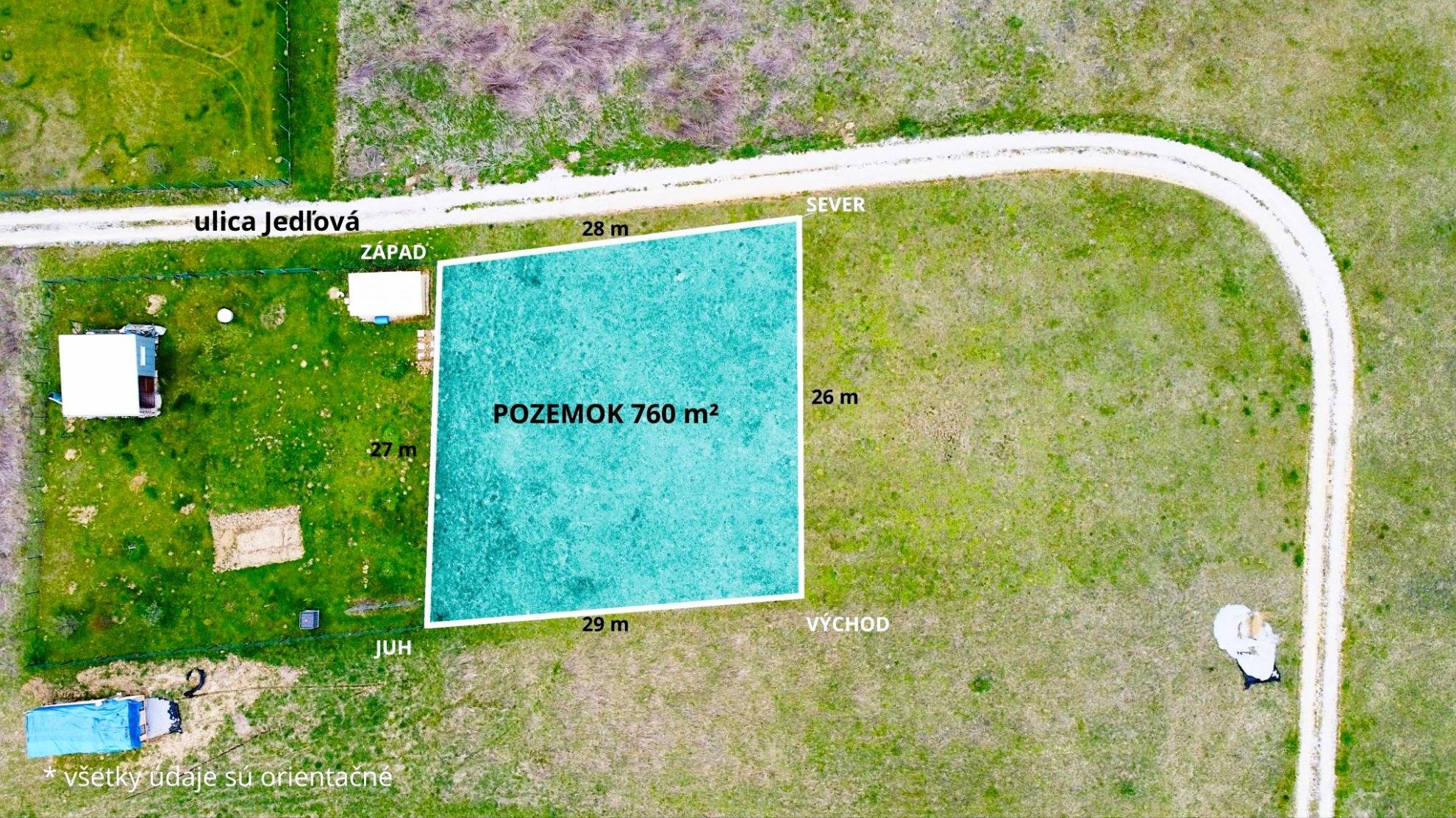 760 m² (+ 150 m² cesta) pozemok pre rodinný dom Kanaš, Veľký Šariš