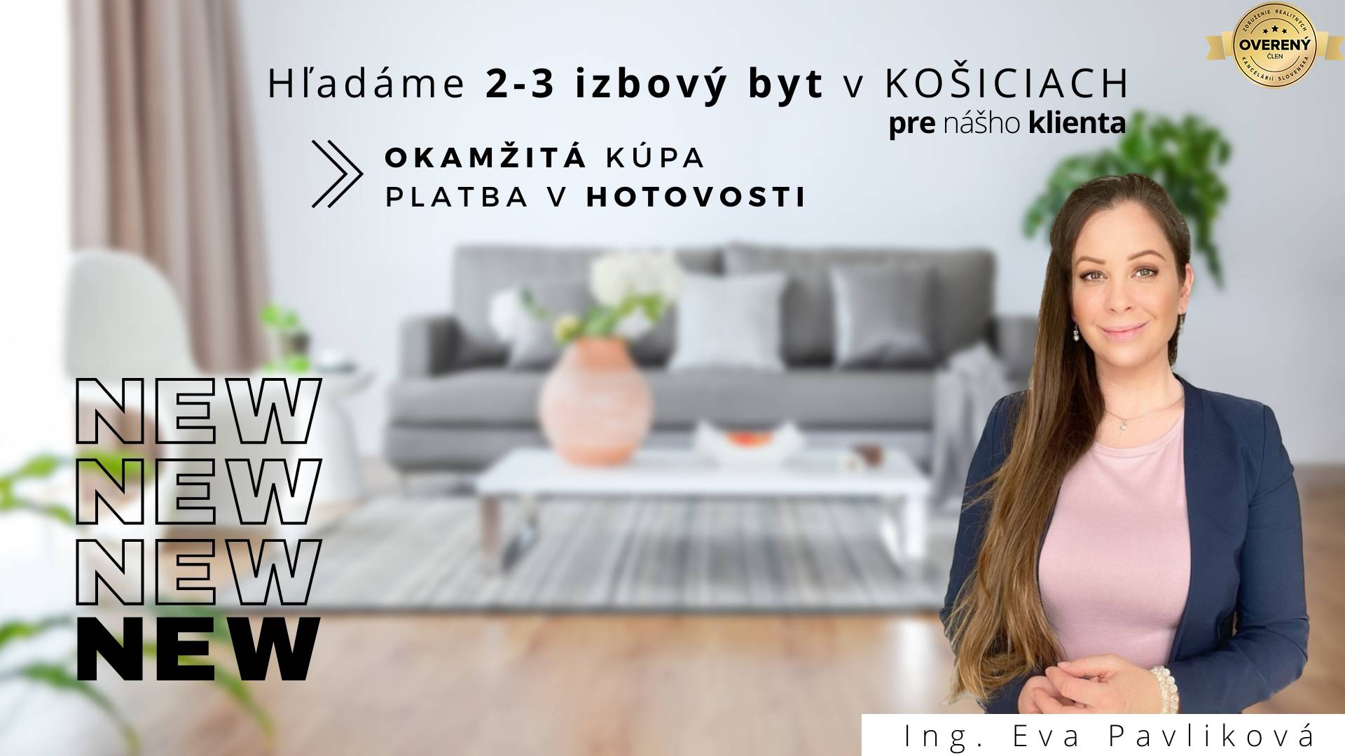 Hľadáme 2 - 3 izbový byt v Košiciach pre nášho klienta