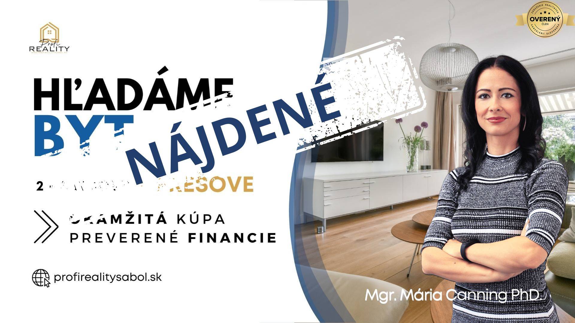 NÁJDENÝ | Hľadáme 2-3i byt, Prešov